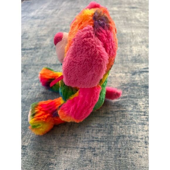 KellyToy Tie Dye Rainbow Heart Dog Bear - Picture 3 of 6